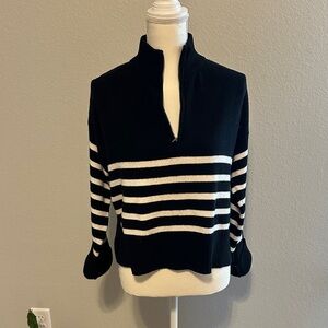 Black and White Striped Women's Sweater